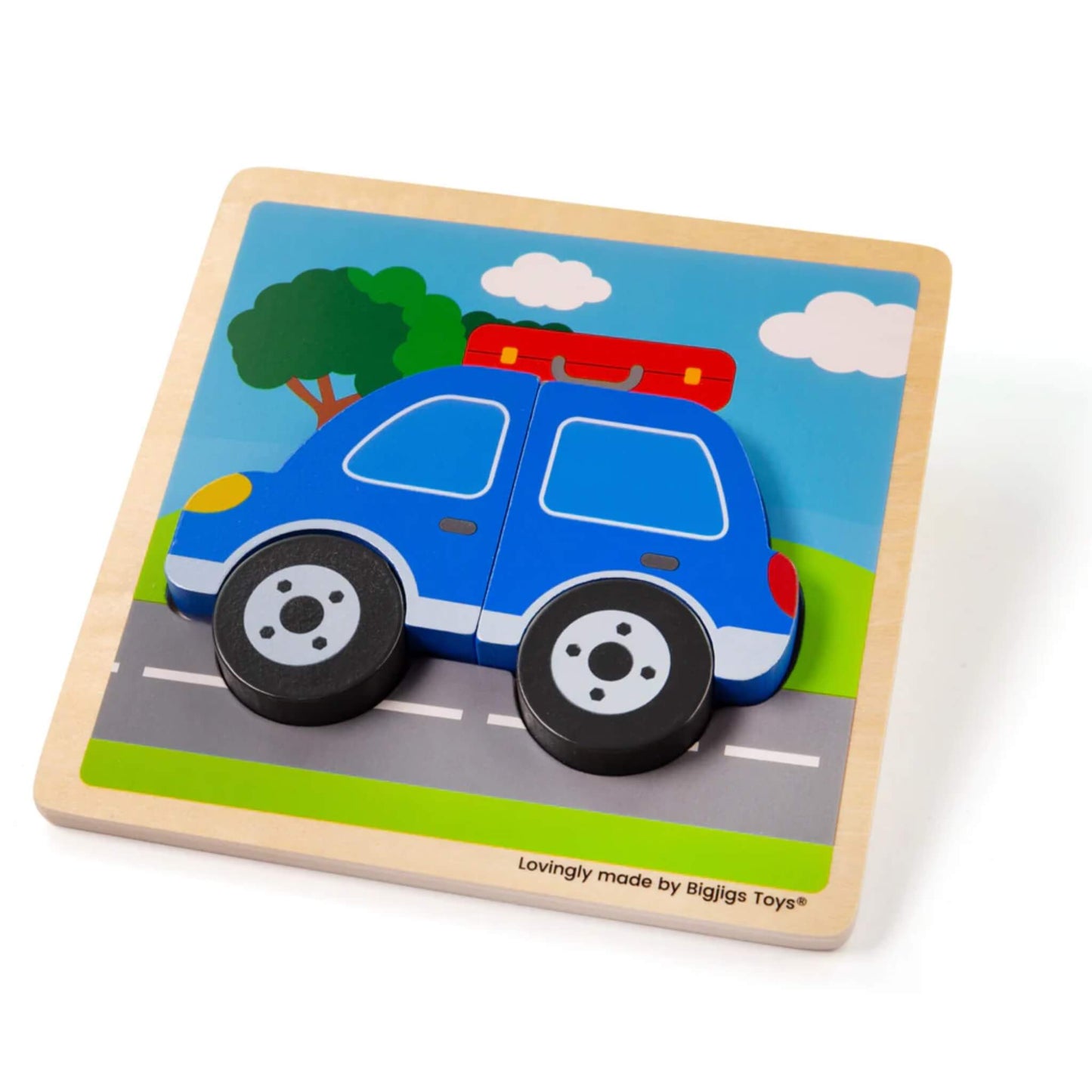 This colourful car puzzle from the Bigjigs Toys Chunky Lift Out Puzzle range features chunky, easy-to-grip pieces and a smooth wooden base – perfect for little hands.