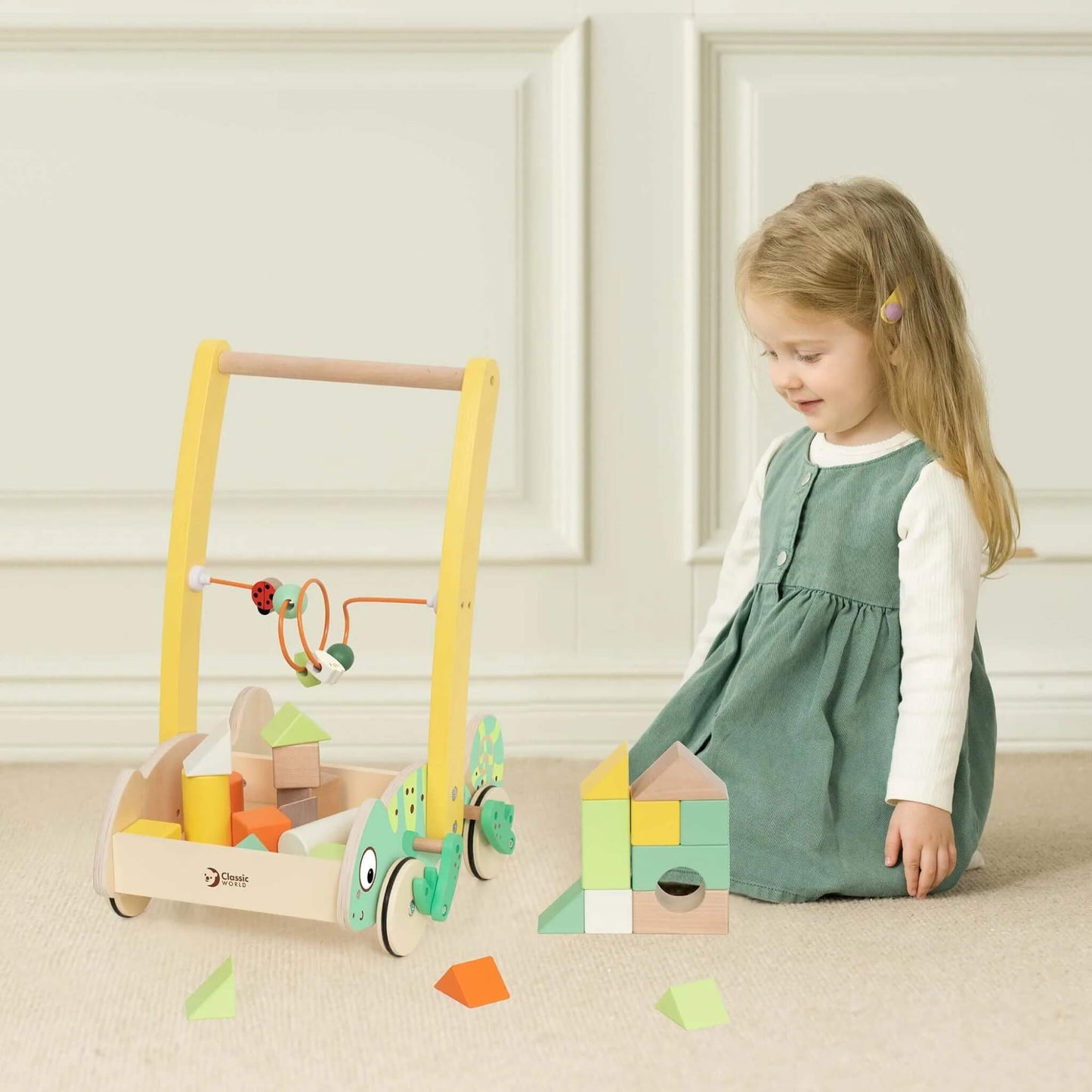 Classic World Chameleon Baby Walker with Blocks