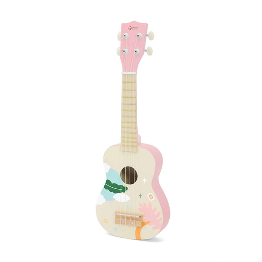 Classic World Iris Ukulele in Pink with beautiful illustrations and vibrant colours. Includes a storage bag and music book.