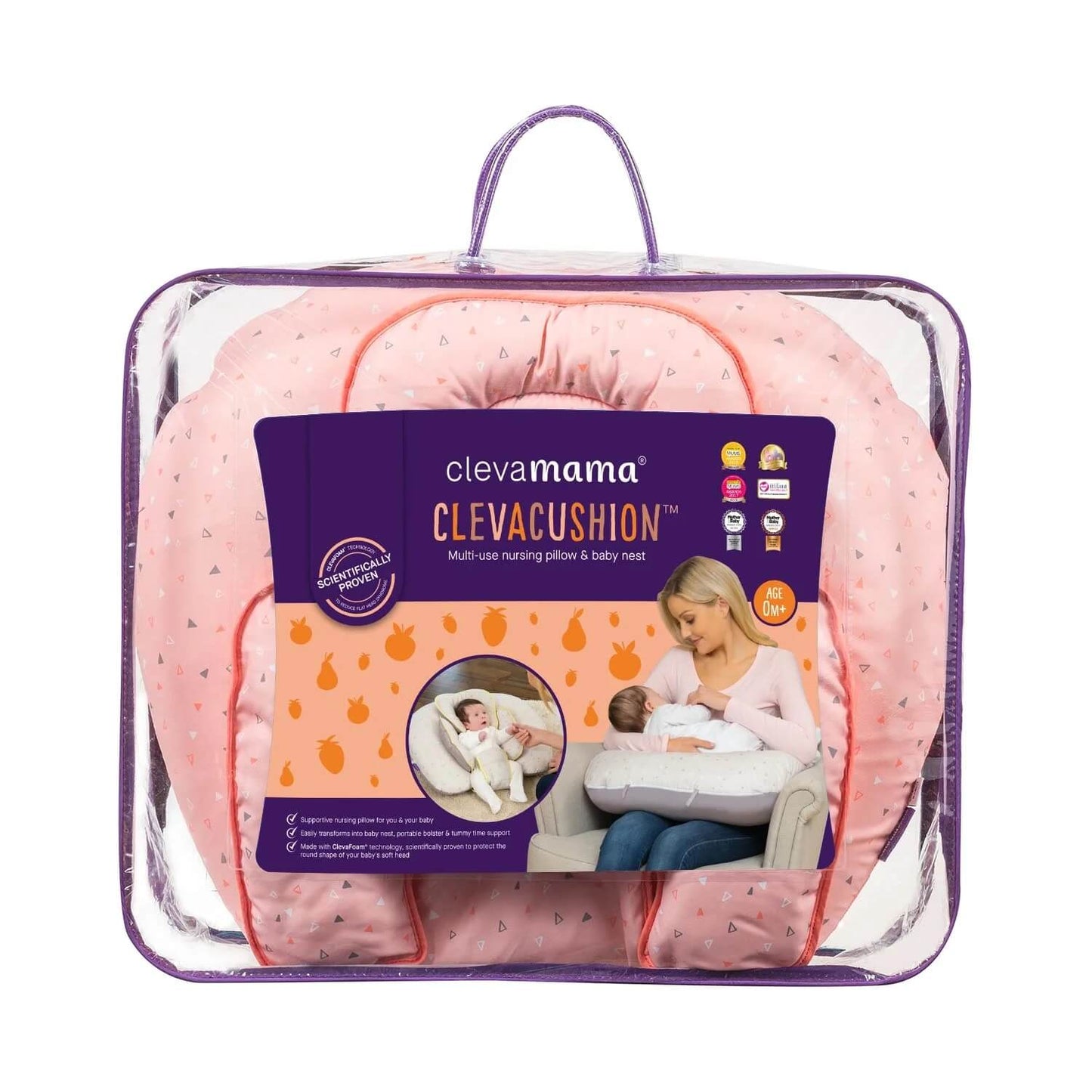 ClevaCushion® Nursing Pillow & Baby Nest (Coral Confetti)