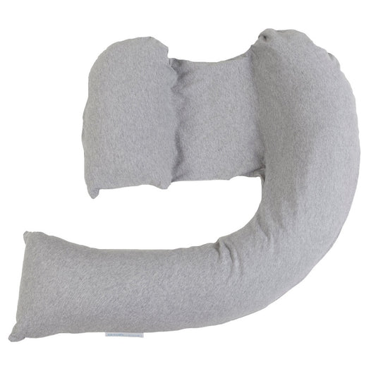 The Dreamgenii® pregnancy pillow in grey marl  jersey is a versatile option that offers comfort and support for various purposes. Whether you're using it at night for sleep, during feeding sessions, or simply for general comfort, the pillow aims to meet your needs.
