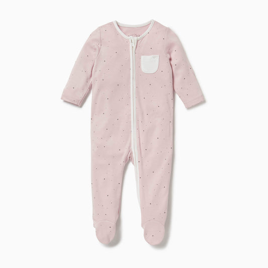 MORI Clever Zip Sleepsuit, thoughtfully created to keep your little one sleeping all night, using the softest organic cotton and bamboo fabric. Designed with a concealed two-way zip front, to make night time changes simpler.