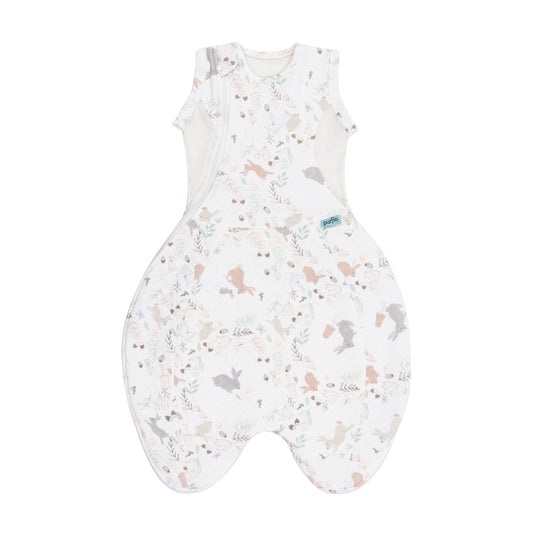 A swaddle and sleepbag that grows with baby. Swaddle arms in for newborn and out as baby grows up to 4 months