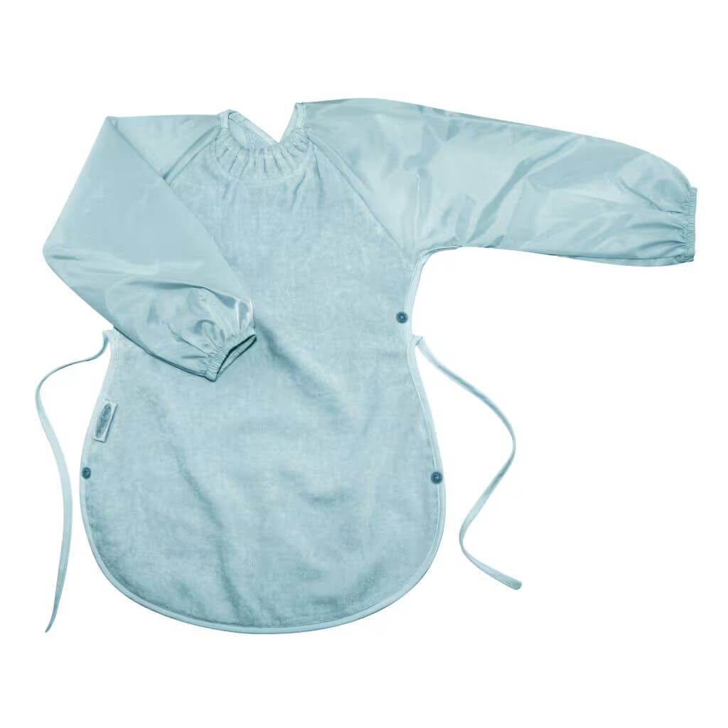 Silly Billyz Towel Messy Eater Bib in Maitai Bay colour, featuring a soft absorbent front, waterproof backing, and adjustable neck fastening.