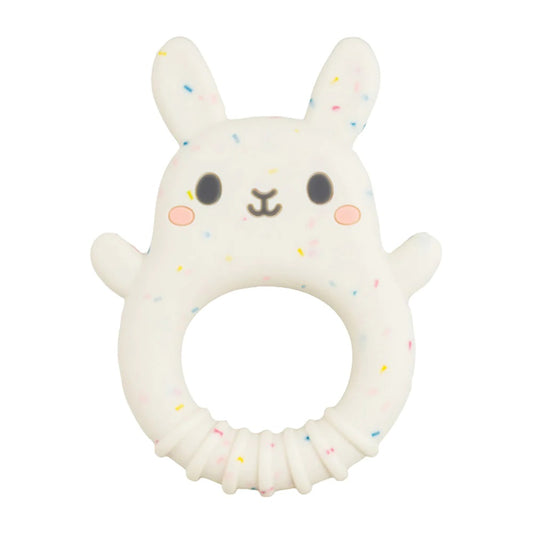 This pretty speckled teether is designed to soothe and comfort babies, and can also be used for sensory play. 