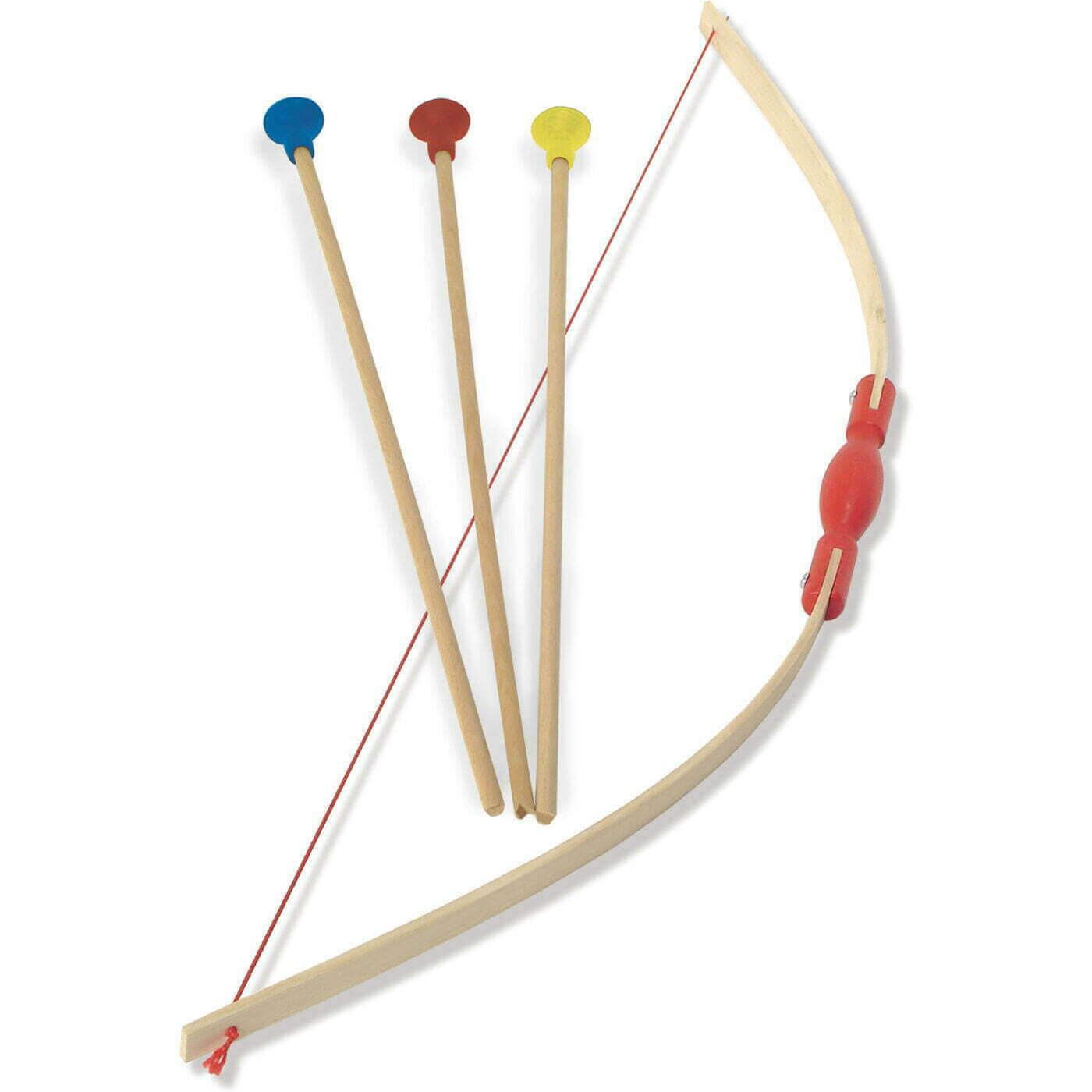 Wooden bow and arrow kit complete with a target for little ones wanting to try archery for the very first time.  The box comes with 3 arrows and a bow, with the box doubling as the target.
