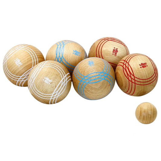 This traditional French Boules game can be played indoors or outdoors and comes with a beautiful tote bag to carry the boules in.