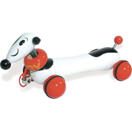 This Vilac wooden dog pull toy will provide much delight for young children as it waddles along while they pull it behind them.