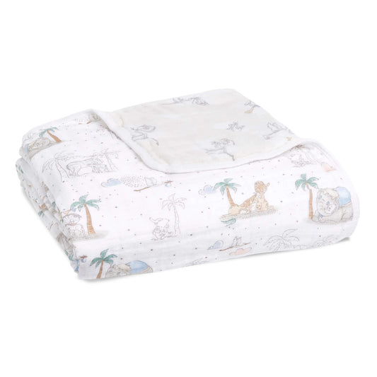 With four layers of 100% cotton muslin, this snuggly blanket is perfect for newborns and toddlers . aden + anais dream baby blanket's uses go beyond cuddling, as it also makes a comfy surface to lay your little one on for tummy time, story time and much more.