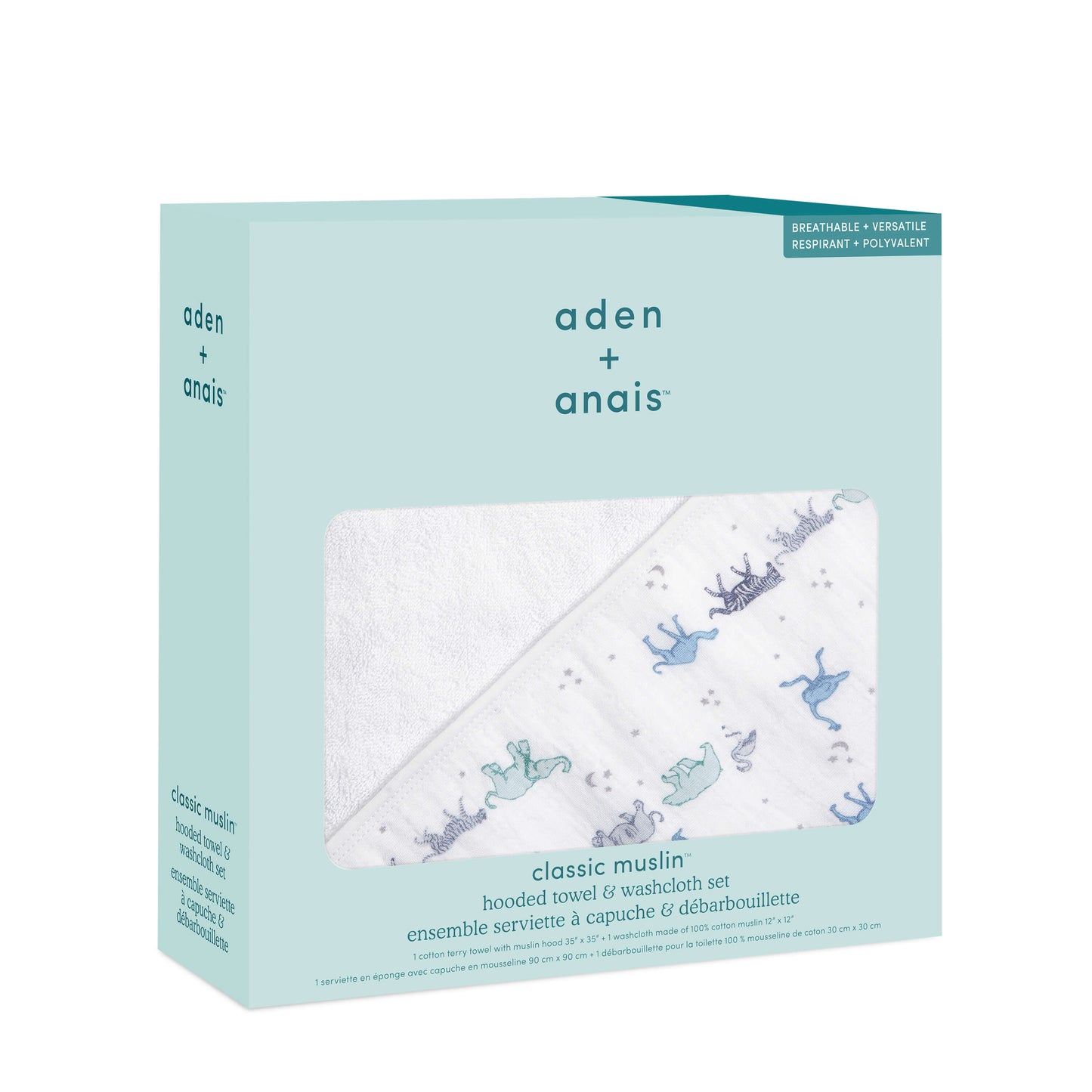 aden + anais Boutique Cotton Muslin Towel + Washcloth Set (Rising Star)