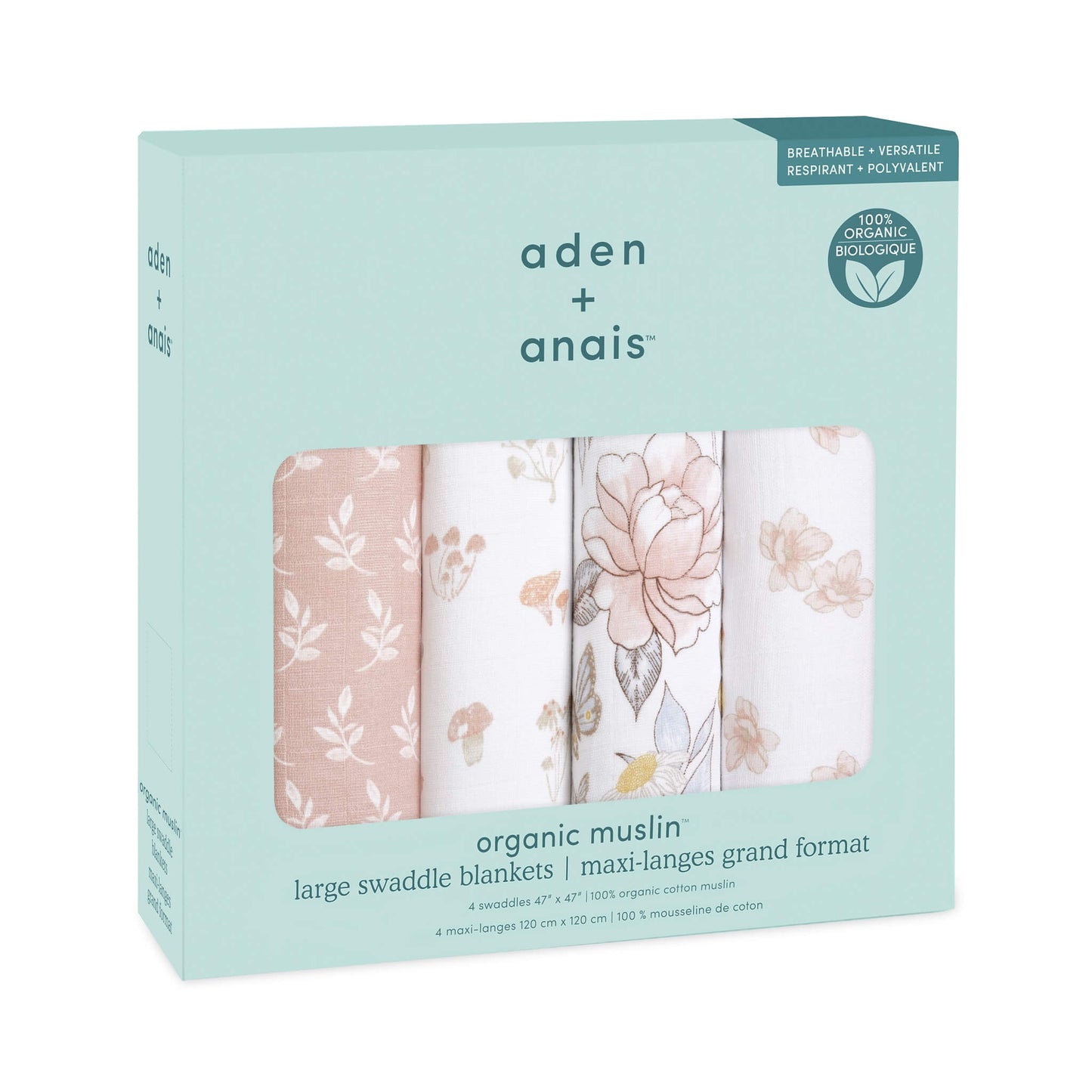 aden + anais Organic Cotton Swaddles - 4pk (Earthly)