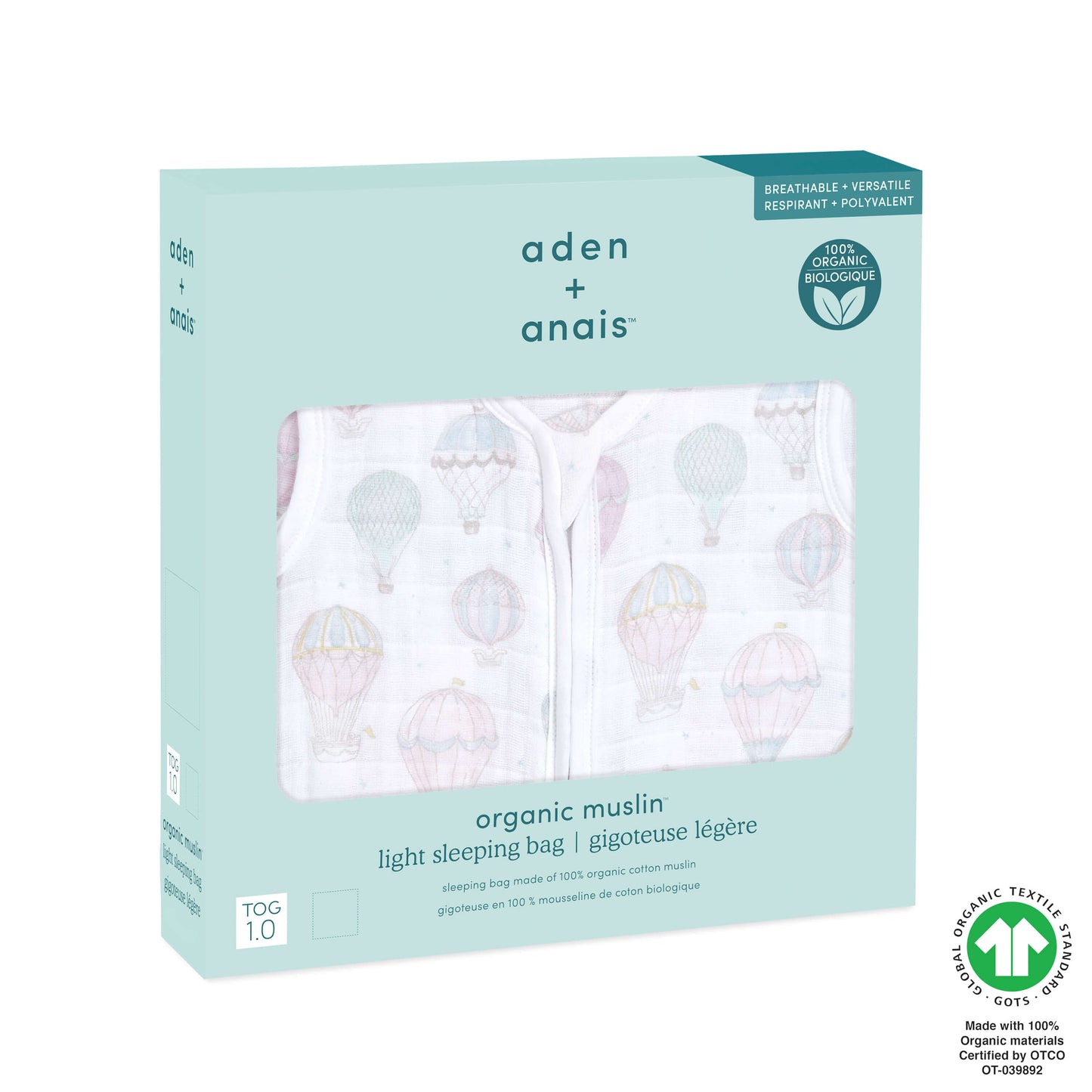 aden + anais Organic Cotton Light Sleeping Bag - 1.0 Tog (Above the Clouds)