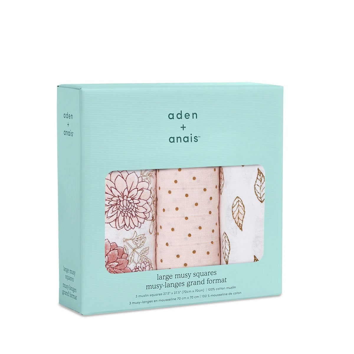 aden + anais Boutique Cotton Muslin Squares - 3pk (Dahlias)