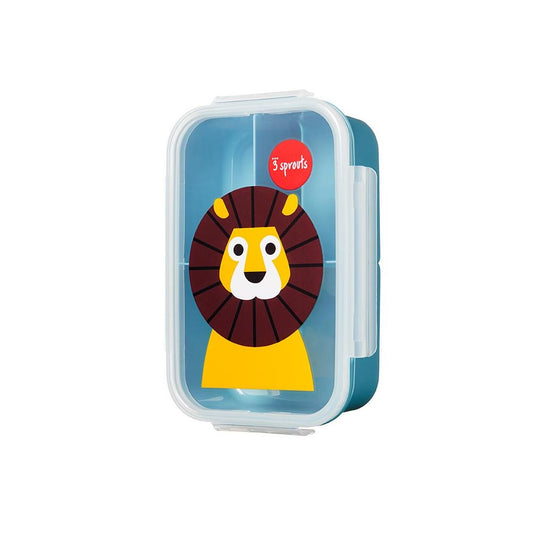Kids Lunch Box with separated compartments and snap on lid. 3 Sprouts Bento Box with Lion image. Pack easy, healthy meals on the go with the 3 Sprouts Lunch Bento Box! The leak proof design even allows you to pack wet foods like yogurt and dips.