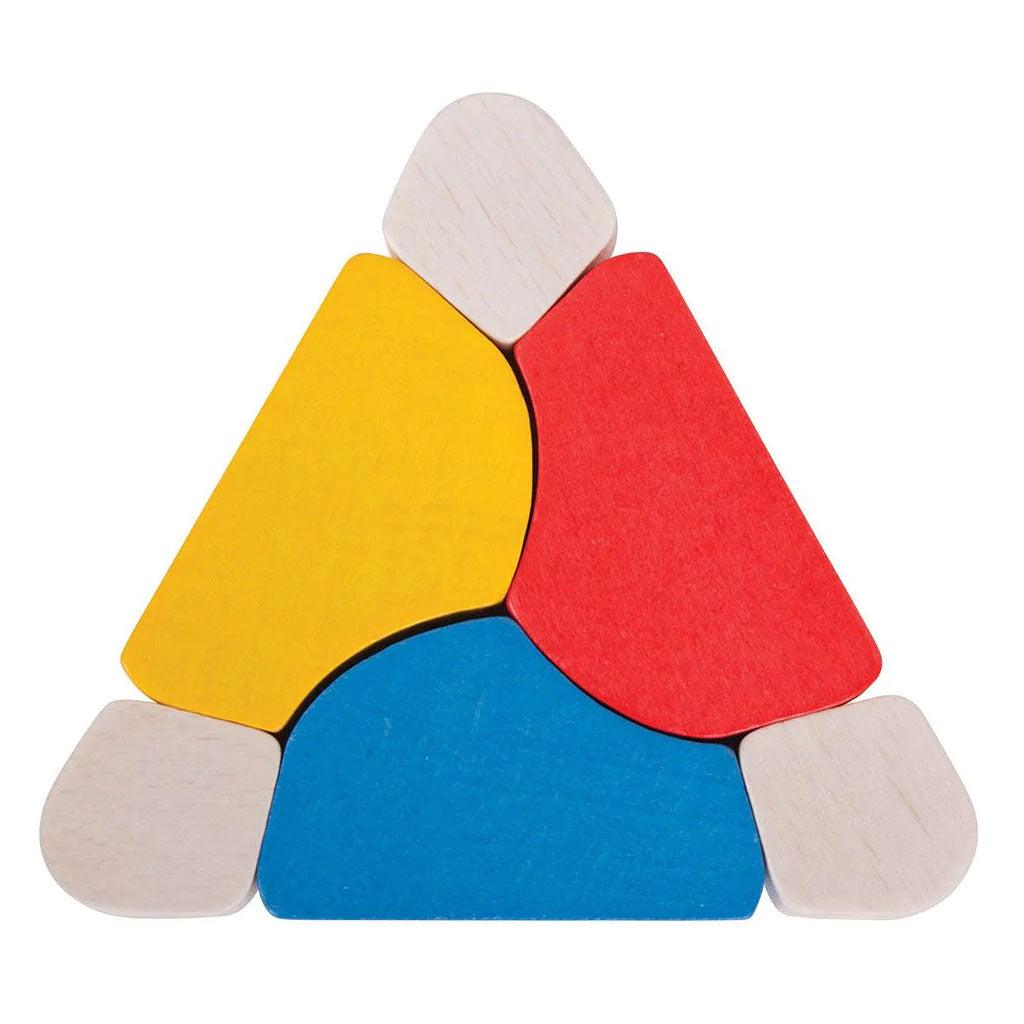 Encourage your little one's dexterity, colour recognition and sensory development with this brightly coloured wooden Triangle Twister. Twist each of the colourful shapes around until they fit back together again!