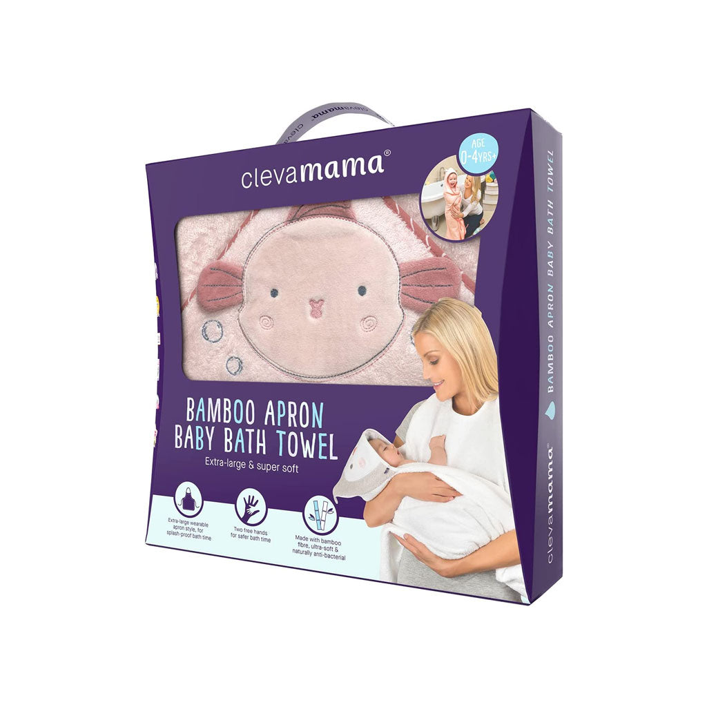 Clevamama XL Bamboo Apron Baby Bath Towel (Pink)
