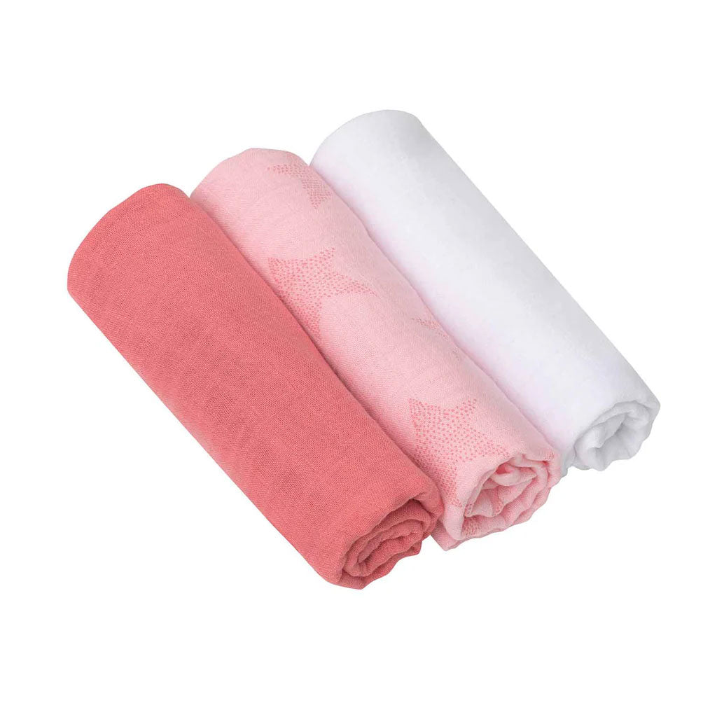 Clevamama Muslin Cloths - 3pk (Pink)