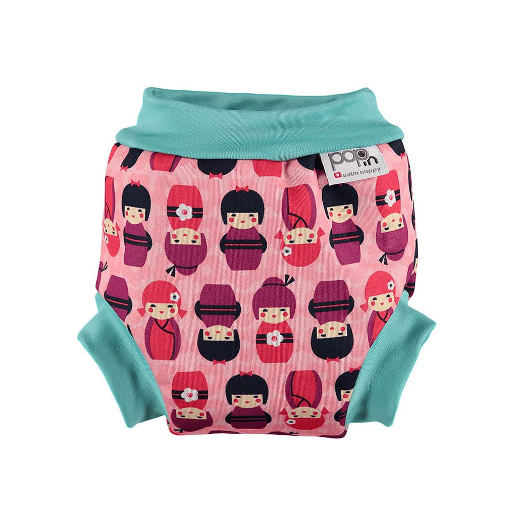The  Close Pop-in swim nappy is made using a special soft and flexible laminate with a stain-resistant outer layer to keep your nappy looking great and soft fleece inside to keep little ones cosy in the water.
