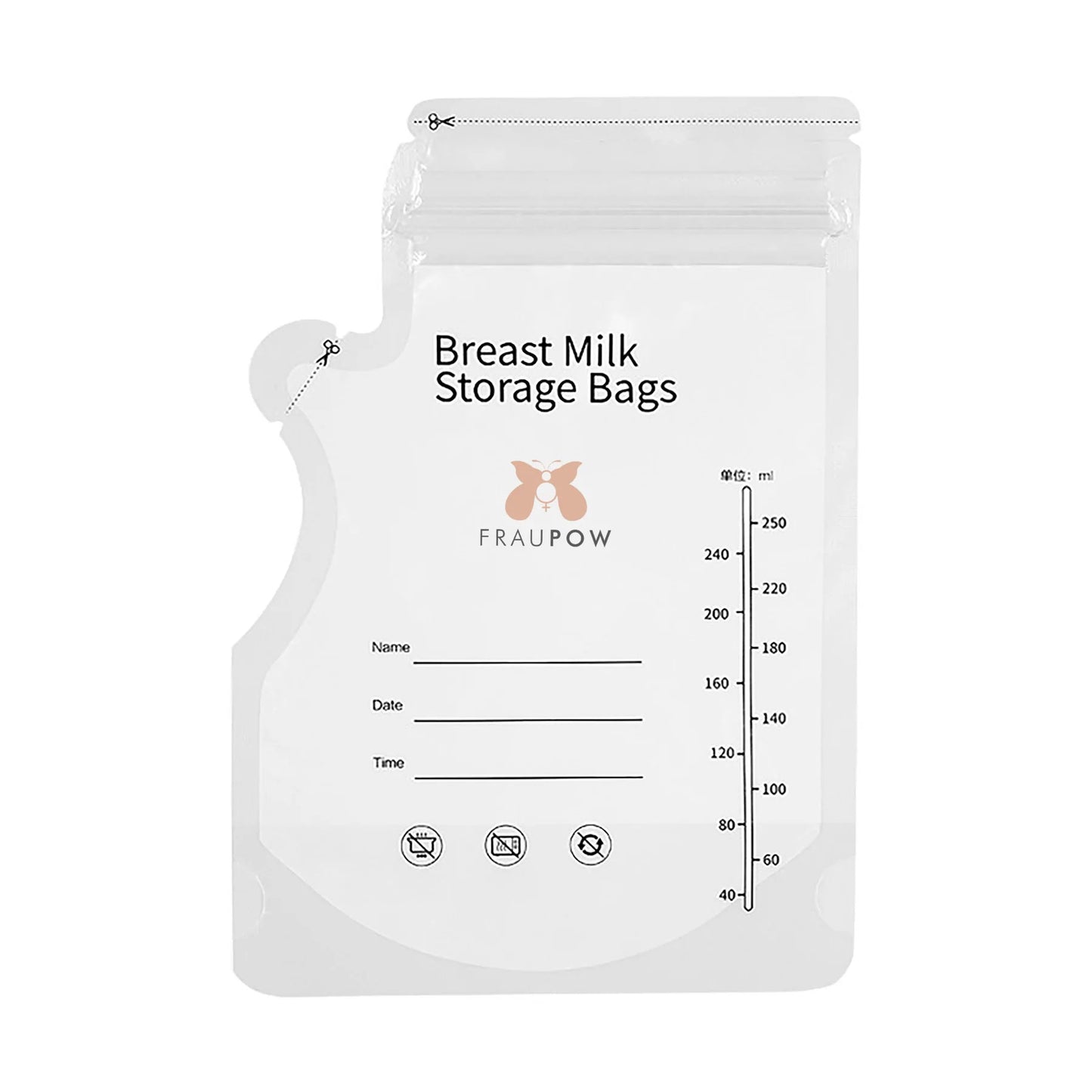 A silicone single breastmilk storage bag