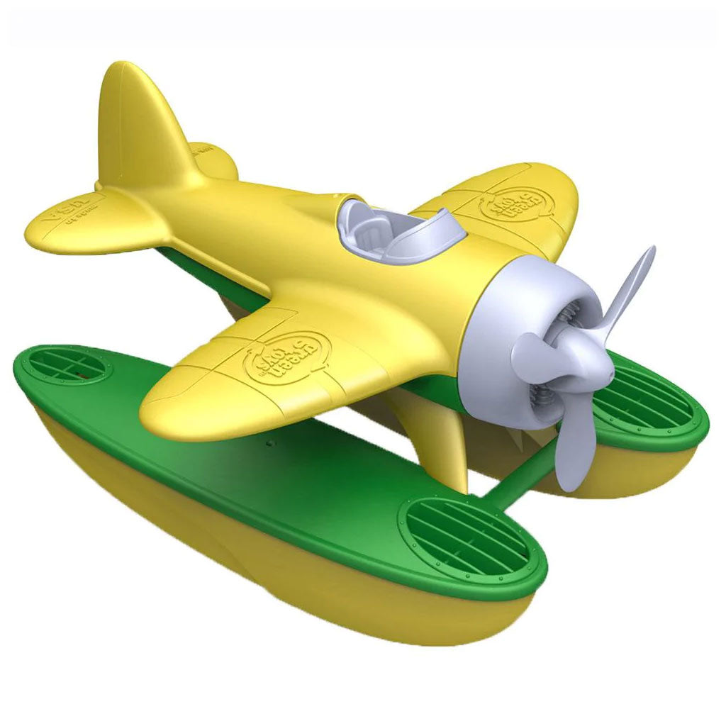 This sustainable yellow and green water toy features a spinning propeller and chunky oversized pontoons perfect for coasting into any port.