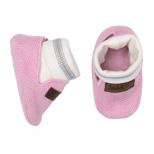 Juddlies Designs Slippers are designed with an inner sock, so they stay on those forever moving feet.