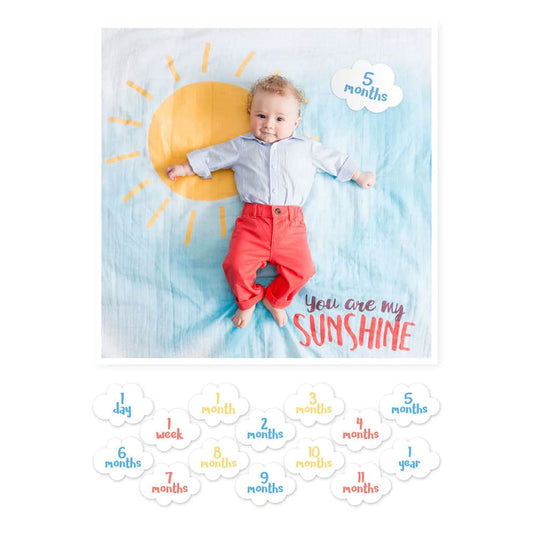 Turn milestones into memories with this large super soft premium quality milestone blanket and milestone cards set. Perfect for the modern day social mom, this ready-to-use coordinating backdrop with milestone cards easily captures baby's first months.  Perfect baby shower gift and makes for adorable social media posts