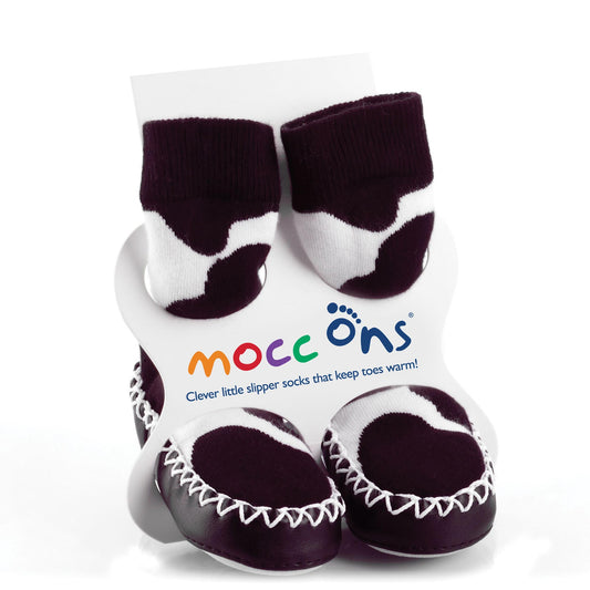 Moccasin style slipper socks that ensure babies and toddlers have warm and comfortable feet throughout the year.