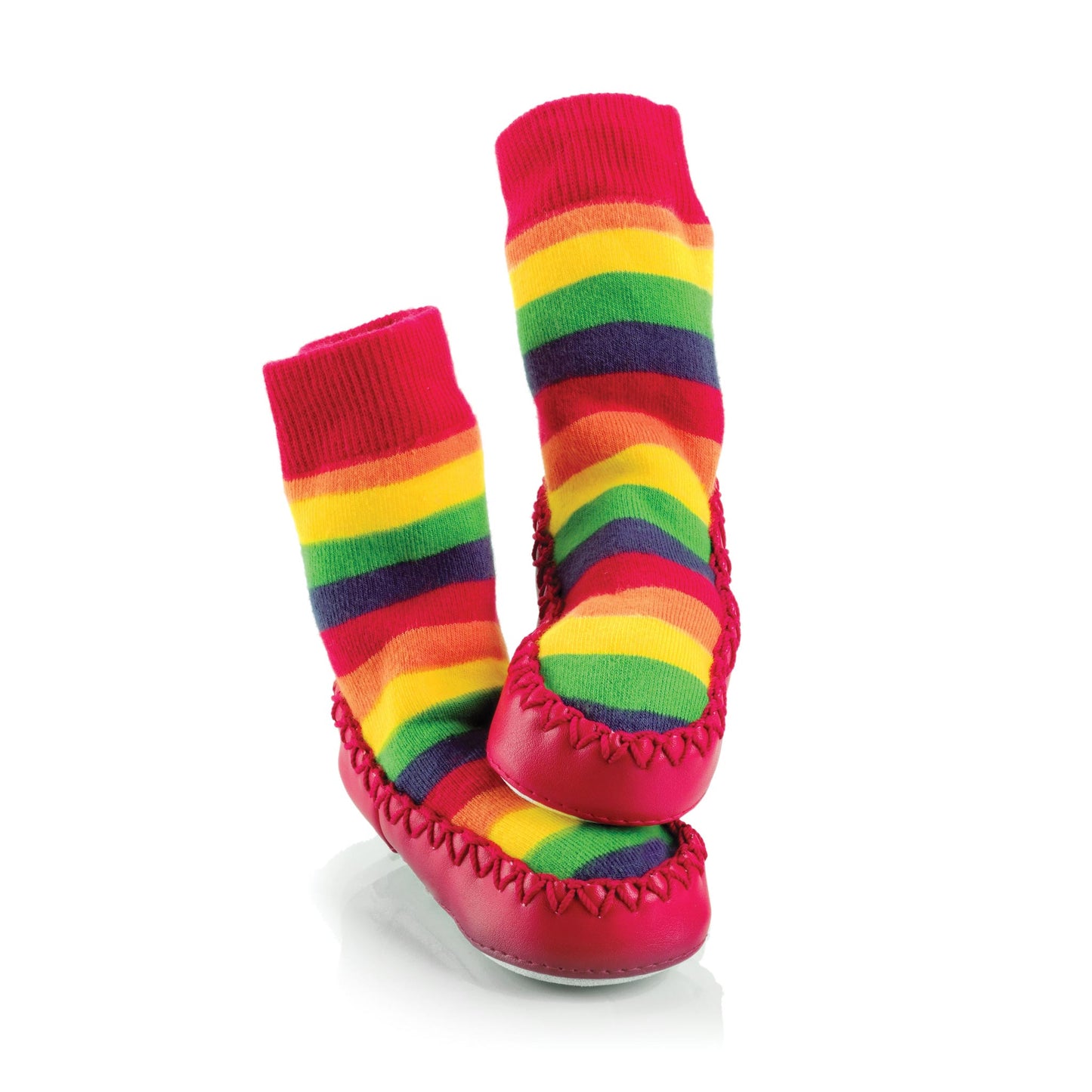Mocc Ons Slipper Socks (Rainbow Stripe)