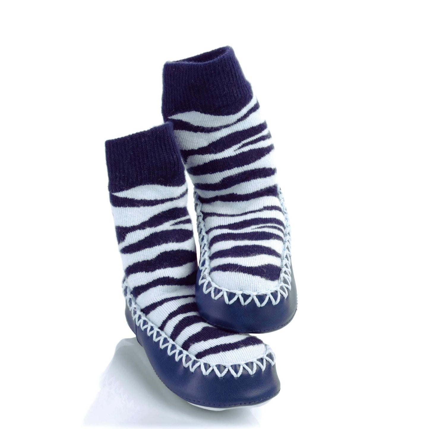 Mocc Ons Slipper Socks (Zebra Stripe)
