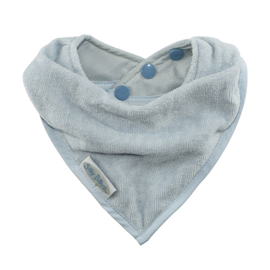 Soft velour towelling bandana bib that is functional with a waterproof backing to keep your little one clean and dry from dribbles and spills.
