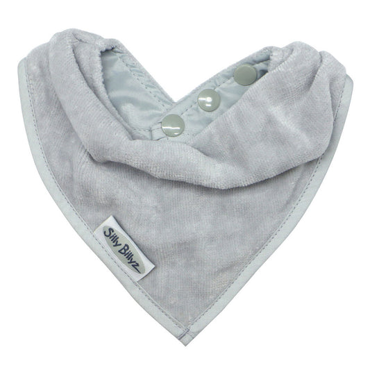 Soft velour towelling bandana bib that is functional with a waterproof backing to keep your little one clean and dry from dribbles and spills.