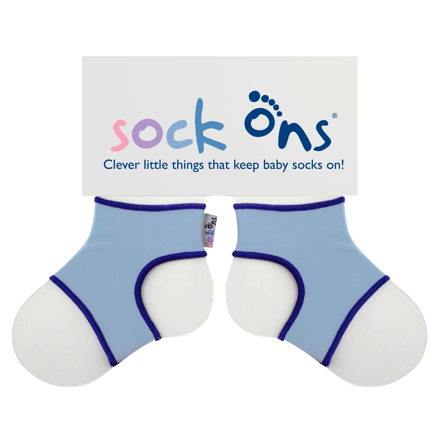 Made of soft, stretchy material, Sock Ons are designed to fit over regular socks, keeping them firmly in place no matter how hard your baby kicks and tugs.