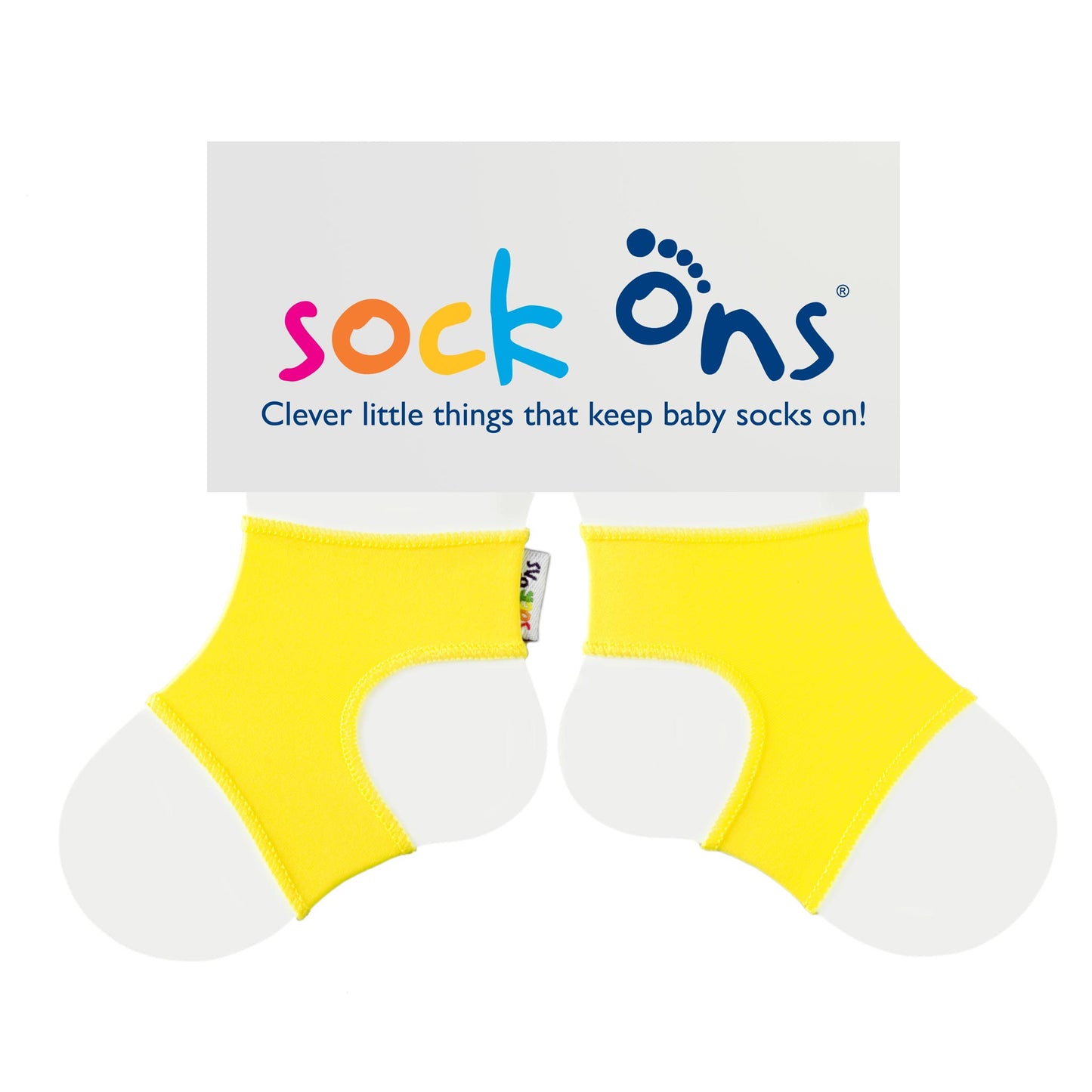 Made of soft, stretchy material, Sock Ons are designed to fit over regular socks, keeping them firmly in place no matter how hard your baby kicks and tugs.