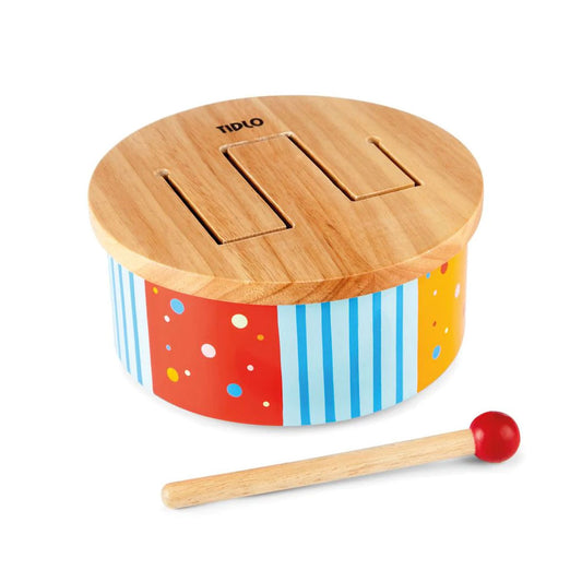 This delightful wooden drum is ideal for early music-making and developing a child's love of music. Designed for smaller hands, the included mallet is perfectly sized for little hands to grasp and beat the drum with!