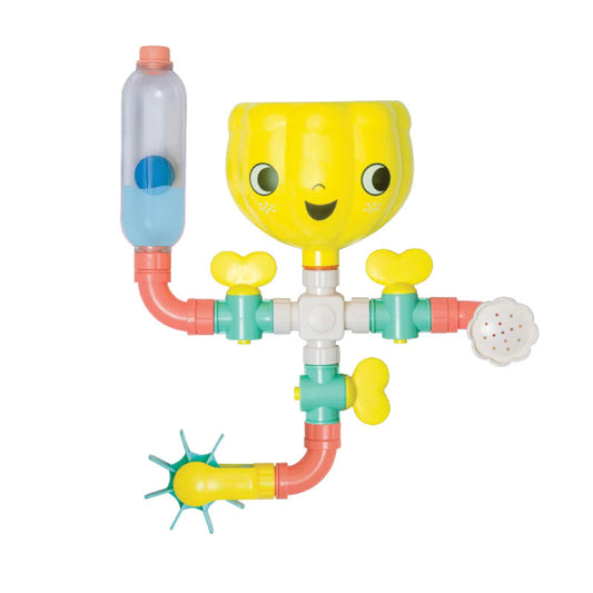 This multi-layered kids bath toy helps introduce children to water exploration.  Watch as the water flows through the pipes as you turn the valves to stop and start the flow. Kids can even swap the 11 pipe pieces around to change the water’s direction, making this an educational and interactive bath toy.