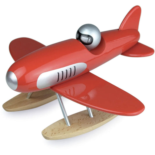Children can perform all kinds of acrobatic tricks and imagine themselves as pilots, rescuers or firefighters thanks to this superb red wooden seaplane.  This plane is a very beautiful decorative object that will delight young and old alike.