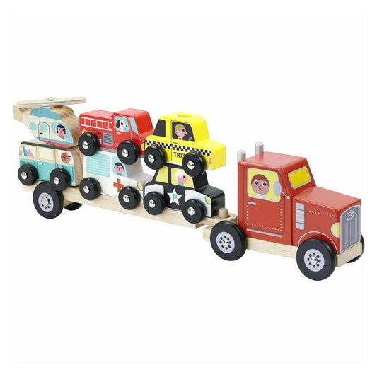 This beautiful stacking toy comes with a gorgeous red trailer and a range of colourful vehicles . It will help to develop your child’s motor skills and hand-eye co-ordination, as well as encouraging imaginative role play and story telling! A great toy for transport-loving children.
