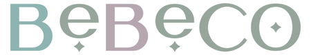 Bebeco brand logo featuring the word ‘Bebeco’ in soft green and mauve tones with small diamond accents.