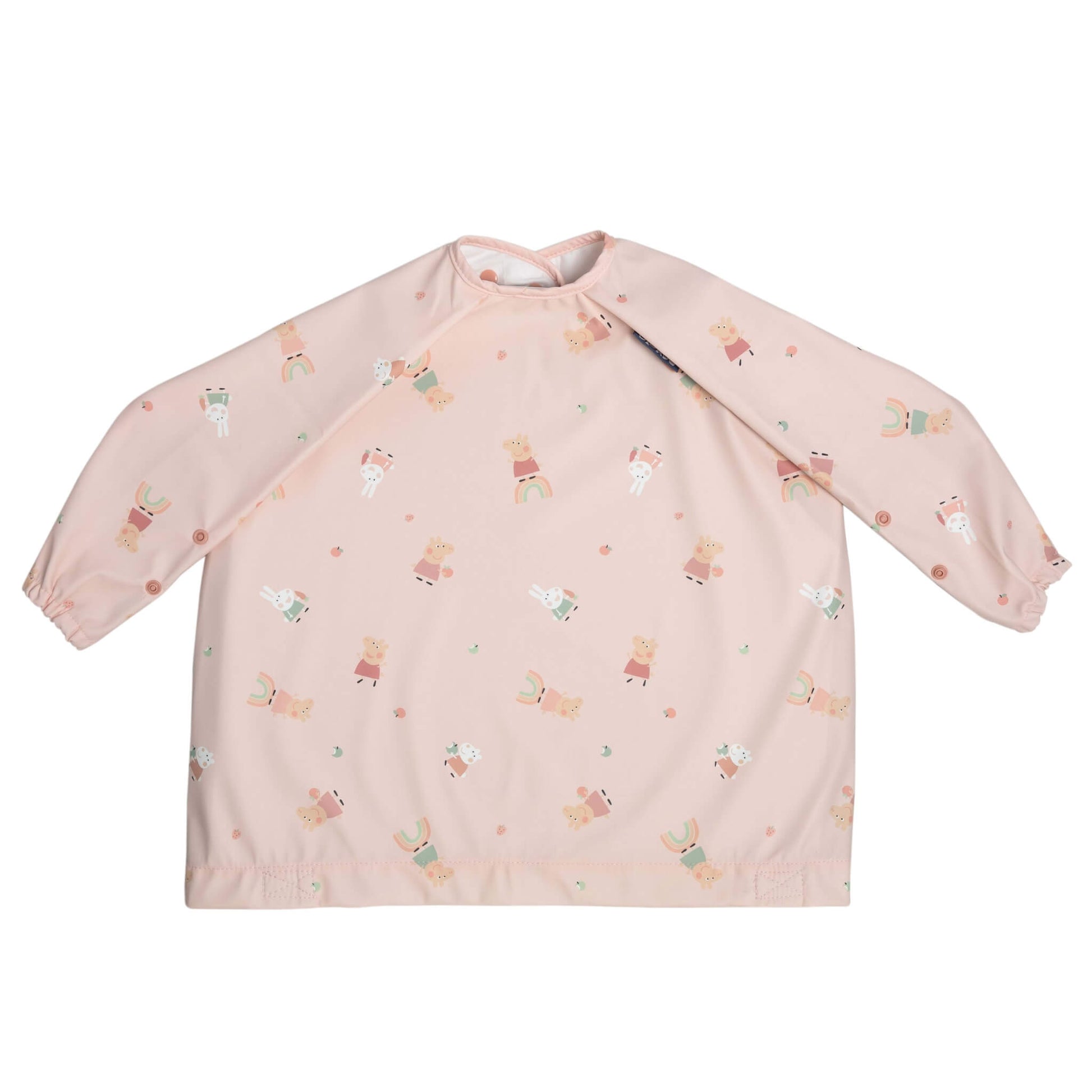 Peppa Pig print bib laid flat without strap, showing full front design.