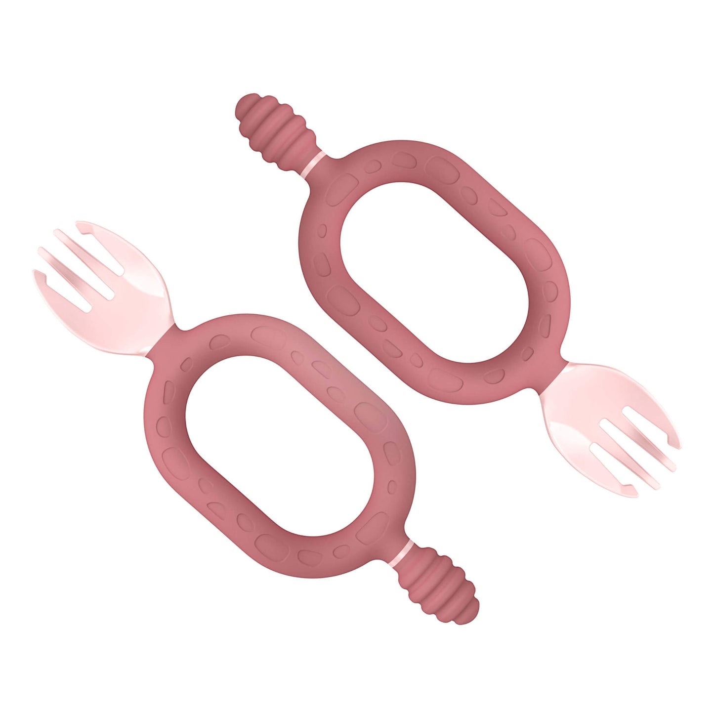 Bibado Sporkit™ Blush 3-in-1 multi-stage weaning spork and dipper with dual-handle easy-grip design.