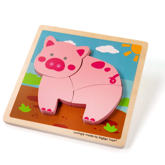 This colourful pigpuzzle from the Bigjigs Toys Chunky Lift Out Puzzle range features chunky, easy-to-grip pieces and a smooth wooden base – perfect for little hands.