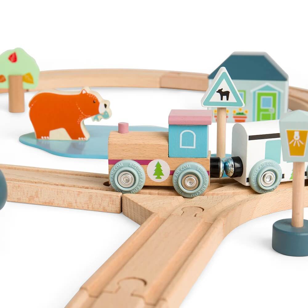 Bigjigs Simply Scandi Train Set (Wooden Animals)