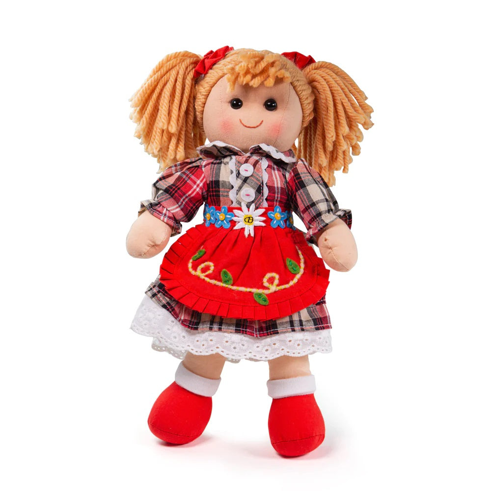This soft and cuddly doll has a smile as big as her heart and is dressed in a colourful outfit with pretty floral detailing. 