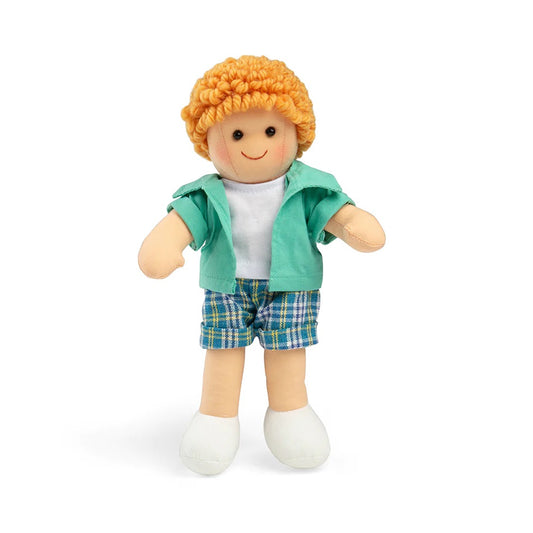 This soft and cuddly Bigjigs ragdoll can't wait to be loved and adored by his new best friend! Jacob is dressed ready for a hot summers day in his super cool check shorts and green shirt!