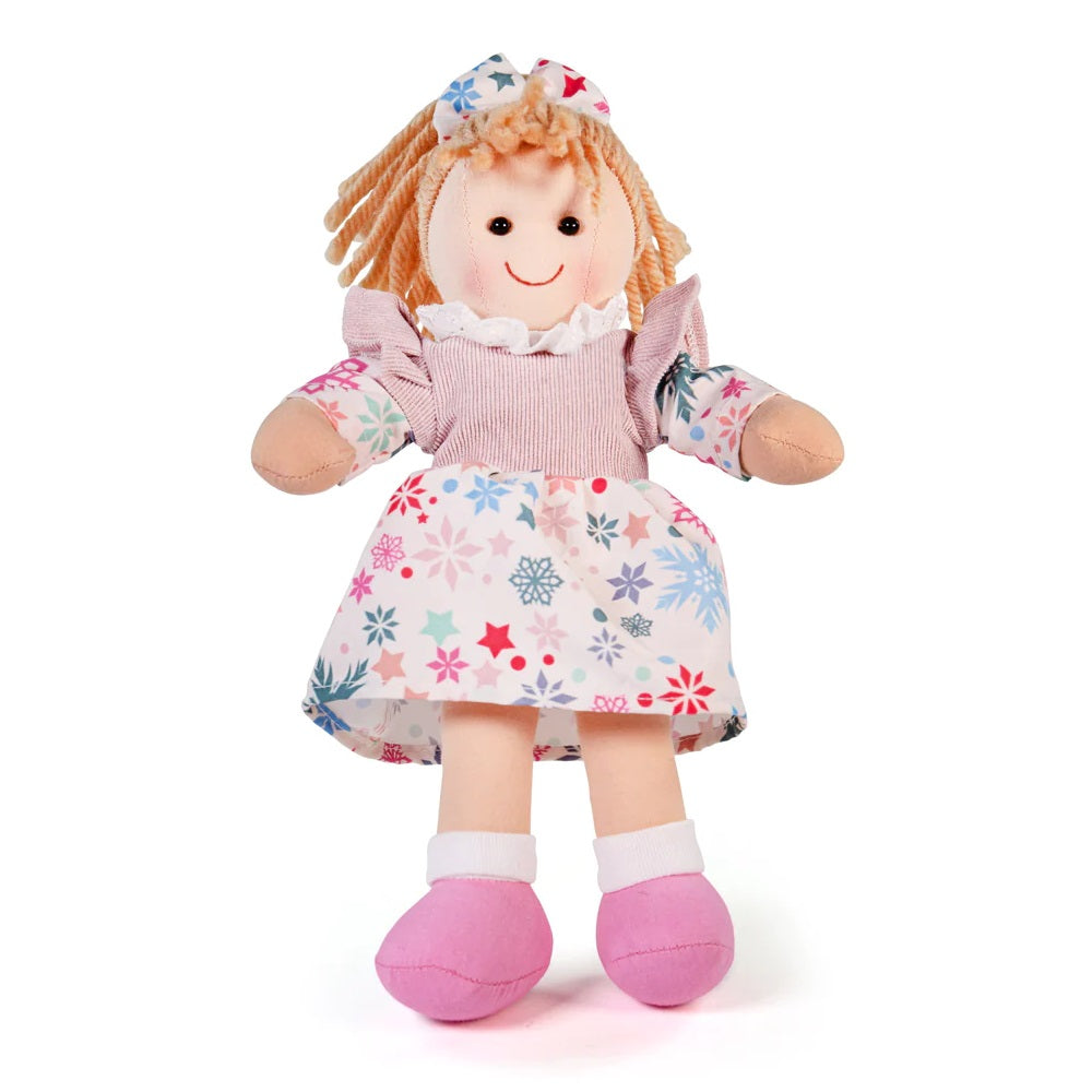  A soft and cuddly Bigjigs Bigjigs ragdoll dressed in an adorable outfit.