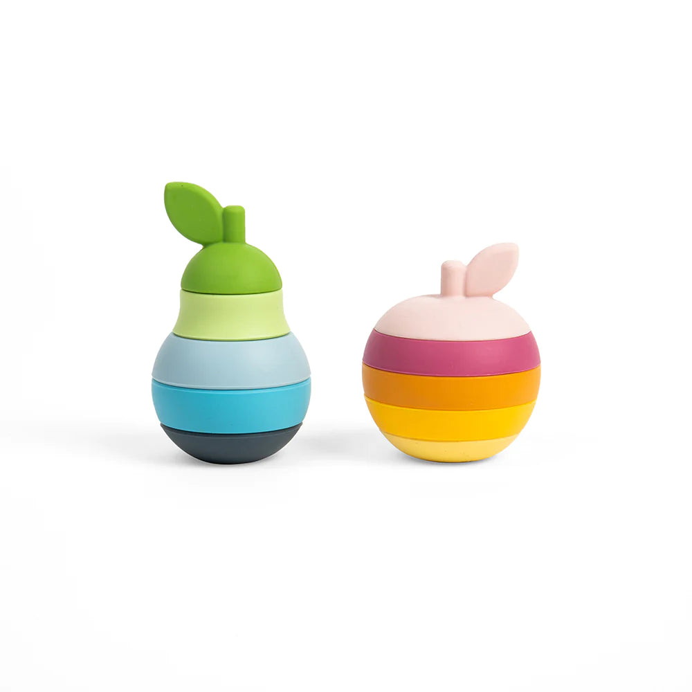 The Bigjigs Stacking Apple & Pear set is a fun and versatile toy for young children. It consists of five colourful pieces in varying sizes that can be stacked together to form apple and pear shapes. The toy is made of silicone, which makes it safe for babies to play with and also doubles up as a teether to soothe their sore gums.
