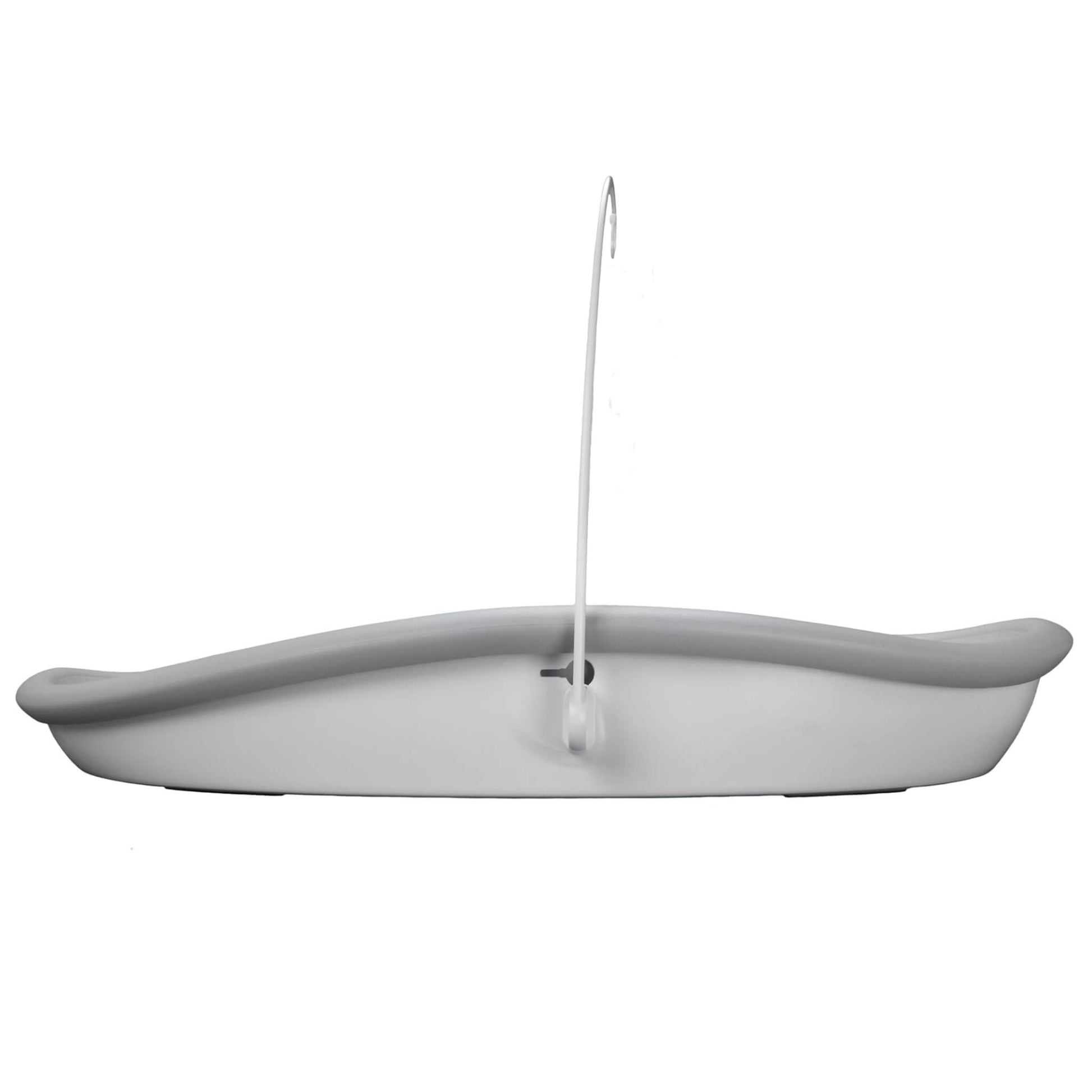 Back view of the Bumbo Max Changing Pad in Cool Grey, featuring the mobile hanger in place.