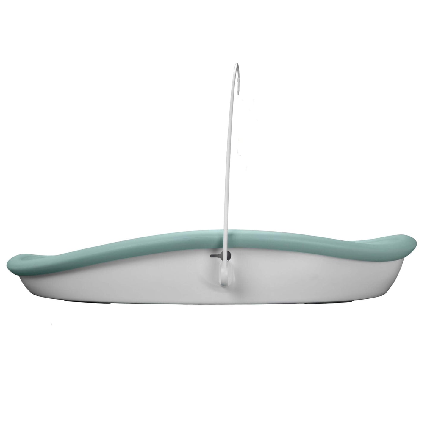 Side view of the Bumbo Max Changing Pad in Hemlock with mobile hanger installed.