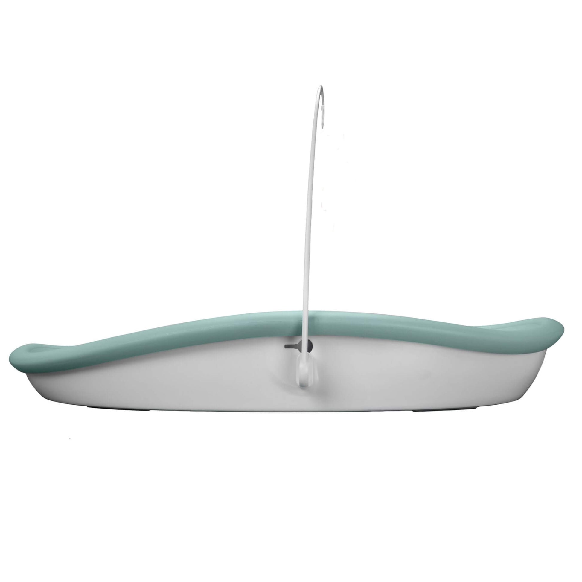 Side view of the Bumbo Max Changing Pad in Hemlock with mobile hanger installed.