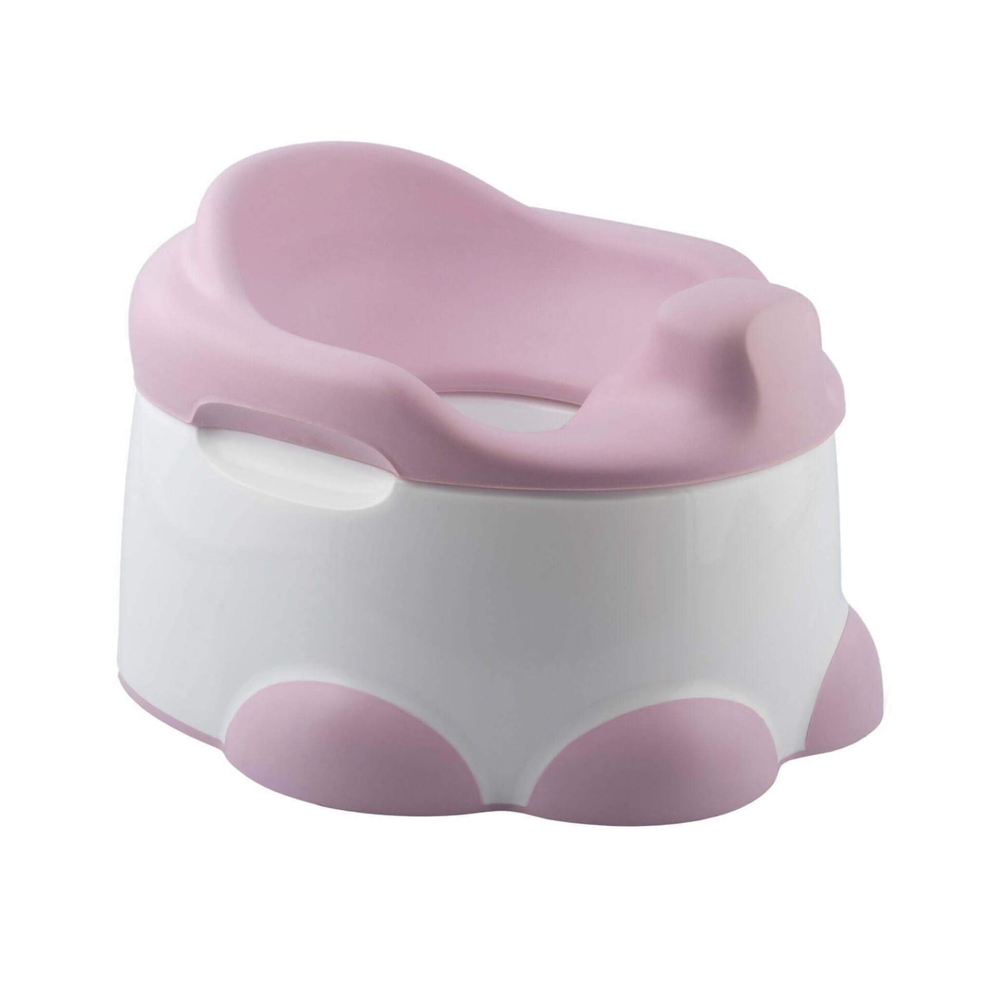 Bumbo Step ‘n Potty in Cradle Pink shown in potty mode with soft foam seat.